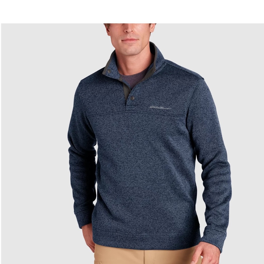 EDDIE BAUER MEN'S RADIATOR FLEECE SNAP MOCK PULLOVER in Blue, XL